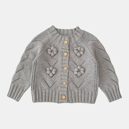 Nora Floral Knit Cardigan - Grey (3m-3yrs)