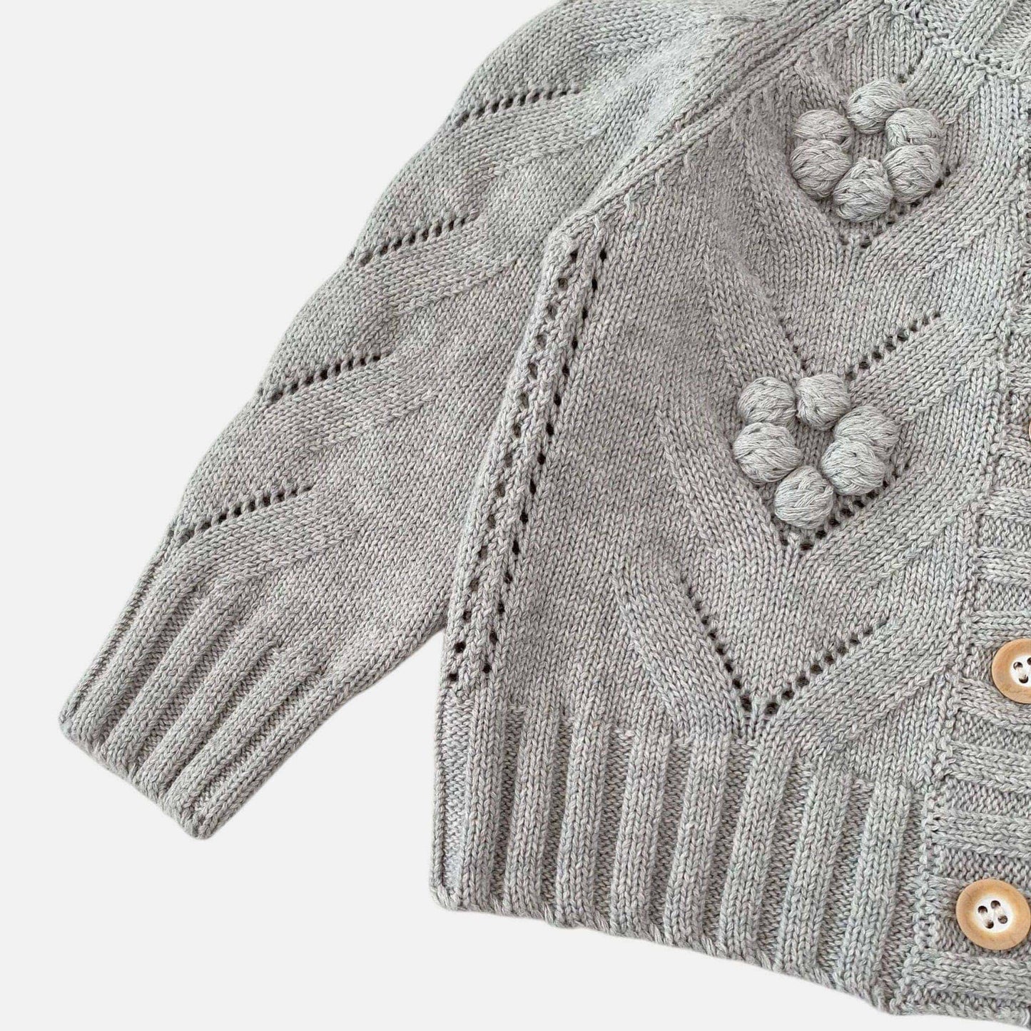Nora Floral Knit Cardigan - Grey (3m-3yrs)