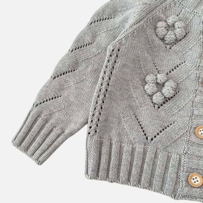Nora Floral Knit Cardigan - Grey (3m-3yrs)