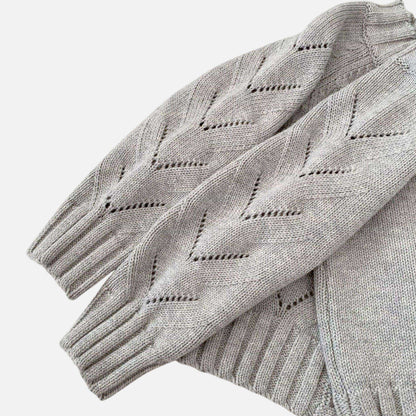 Nora Floral Knit Cardigan - Grey (3m-3yrs)