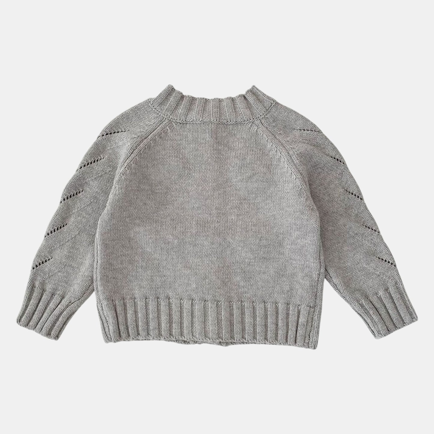 Nora Floral Knit Cardigan - Grey (3m-3yrs)