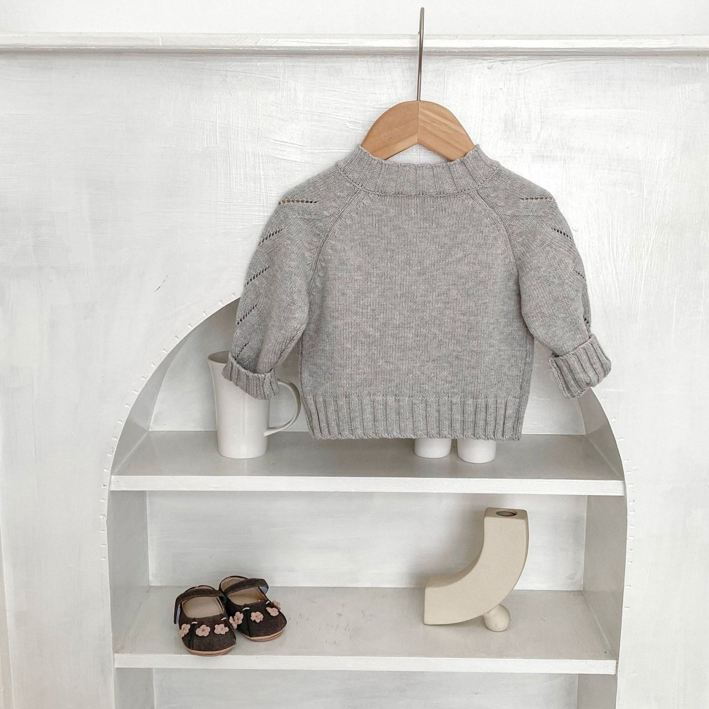 Nora Floral Knit Cardigan - Grey (3m-3yrs)