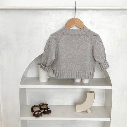 Nora Floral Knit Cardigan - Grey (3m-3yrs)