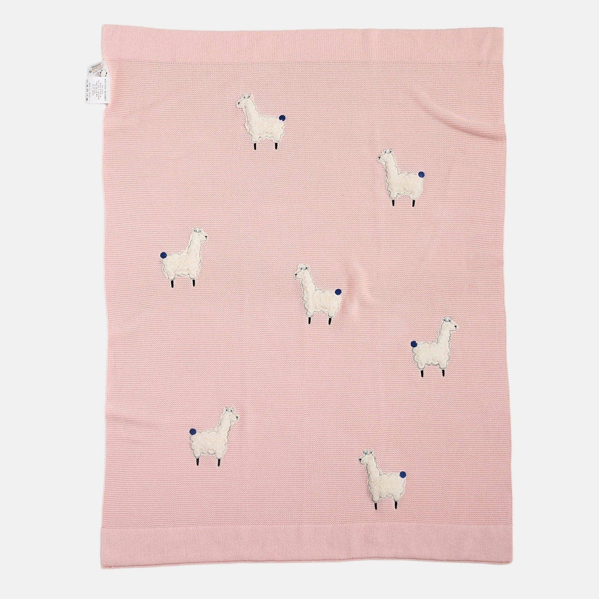OEKO-TEX® Alpaca Knitted Cotton Blanket, Ballet Pink - Flat Lay - Bambisserie