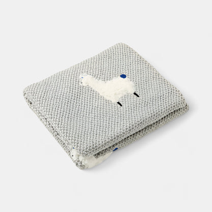 OEKO-TEX® Alpaca Knitted Cotton Blanket, Grey - Folded - Bambisserie