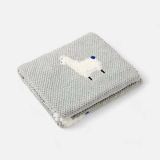 OEKO-TEX® Alpaca Knitted Cotton Blanket, Grey - Folded - Bambisserie