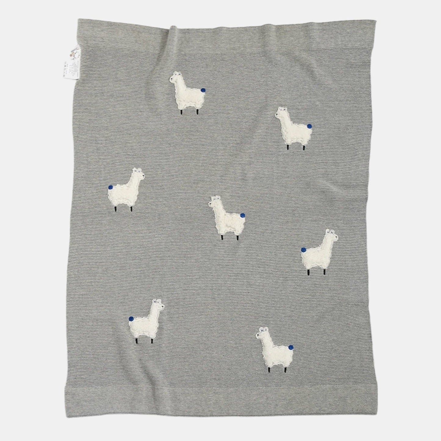 OEKO-TEX® Alpaca Knitted Cotton Blanket, Grey - Flat Lay - Bambisserie