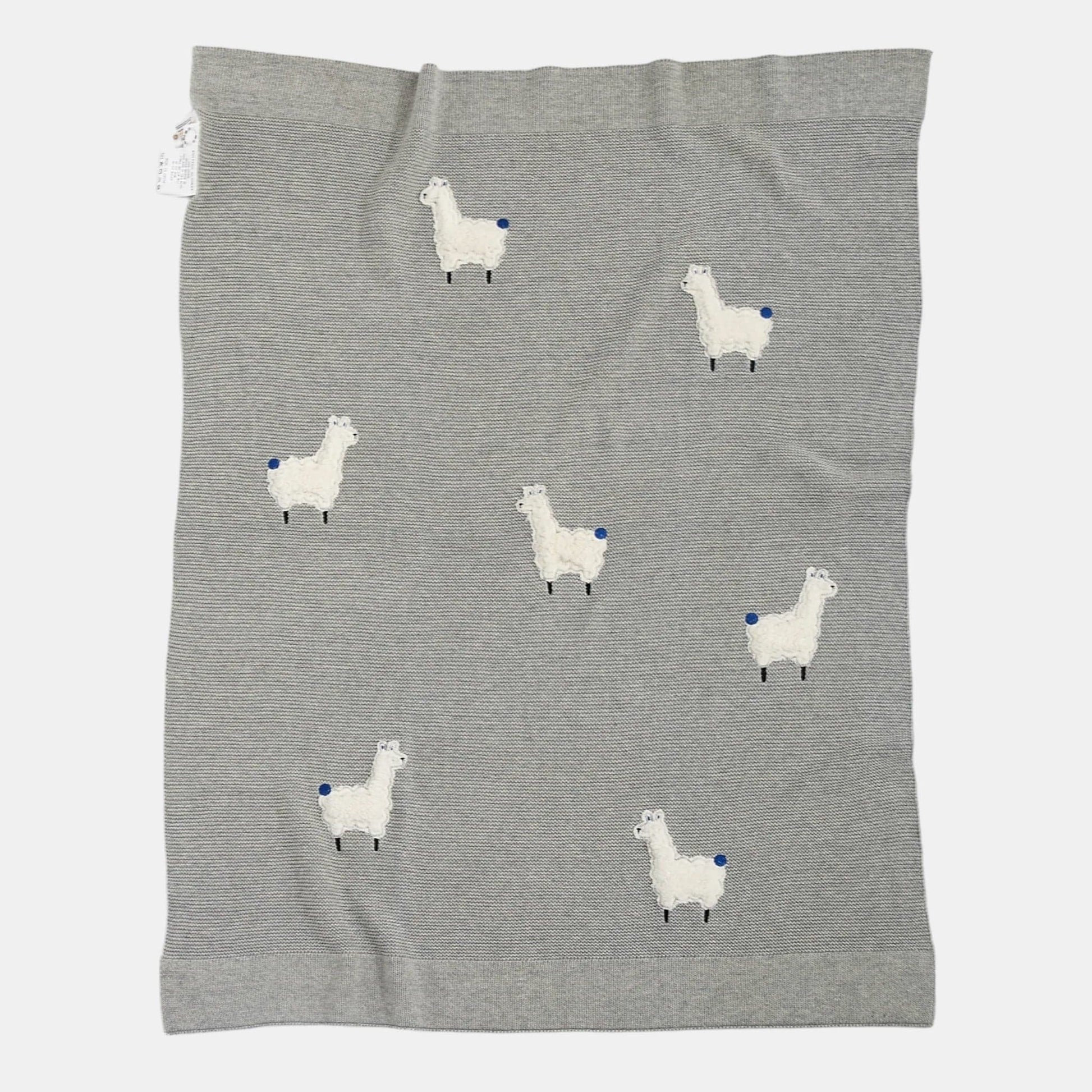 OEKO-TEX® Alpaca Knitted Cotton Blanket, Grey - Flat Lay - Bambisserie