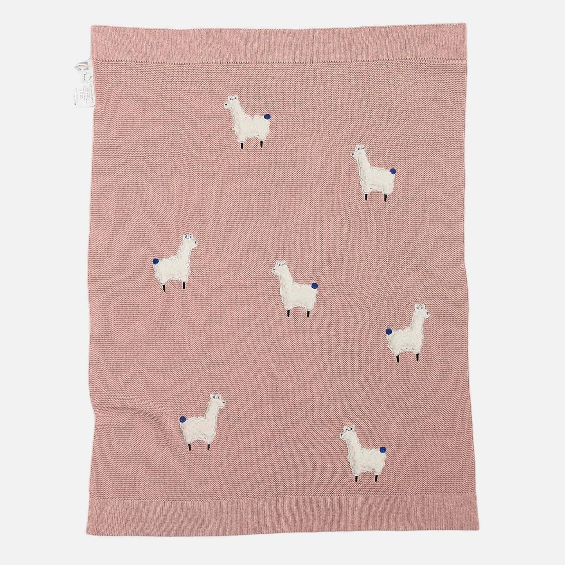 OEKO-TEX® Alpaca Knitted Cotton Blanket, Rose Pink - Flat Lay - Bambisserie