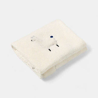 OEKO-TEX® Alpaca Knitted Cotton Blanket, White - Bambisserie