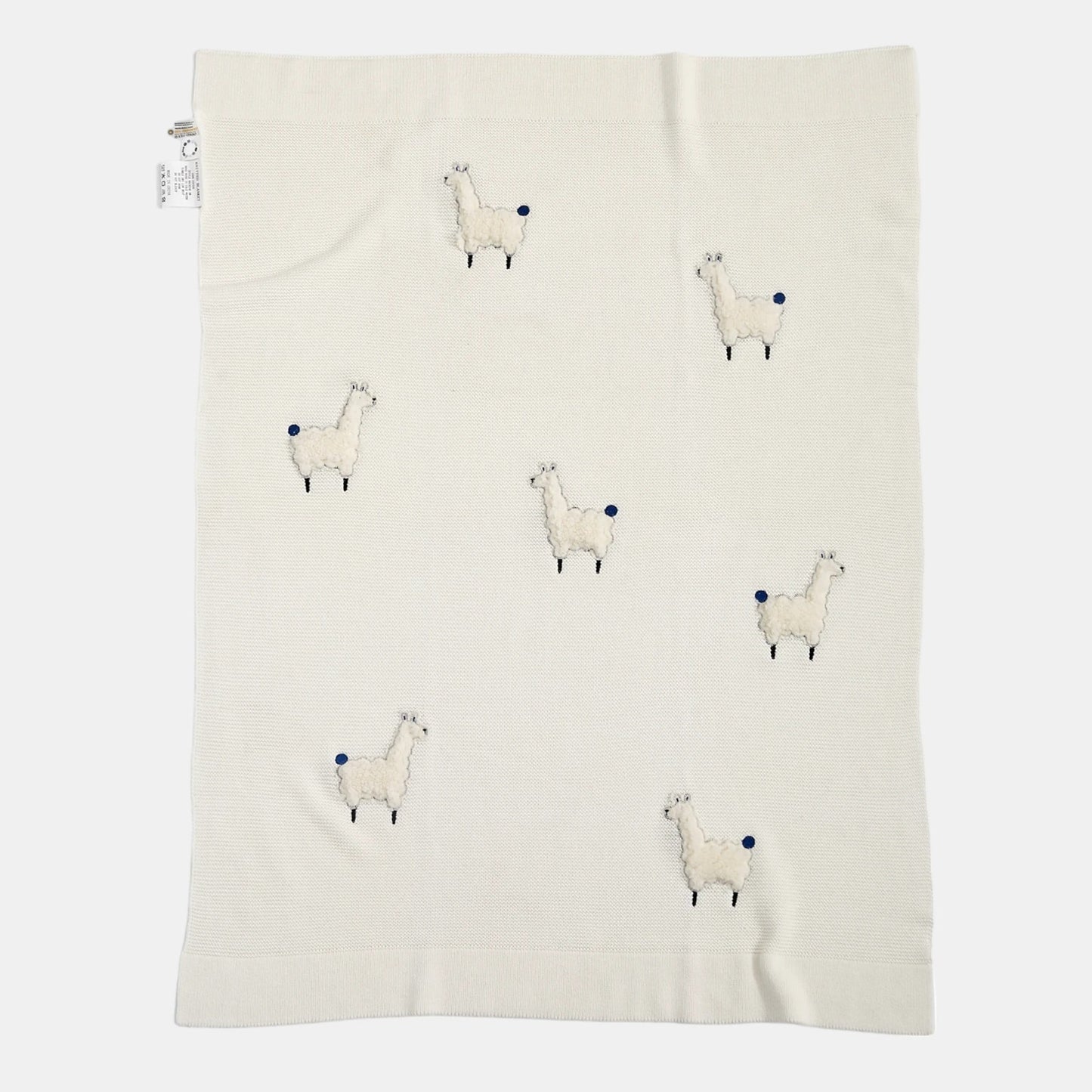 OEKO-TEX® Alpaca Knitted Cotton Blanket, White - Flay Lay - Bambisserie