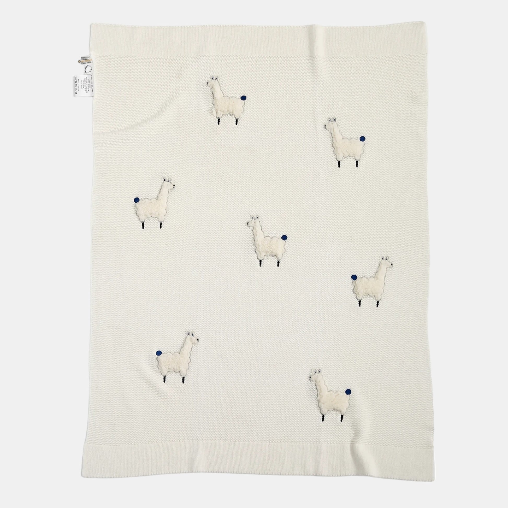 OEKO-TEX® Alpaca Knitted Cotton Blanket, White - Flay Lay - Bambisserie