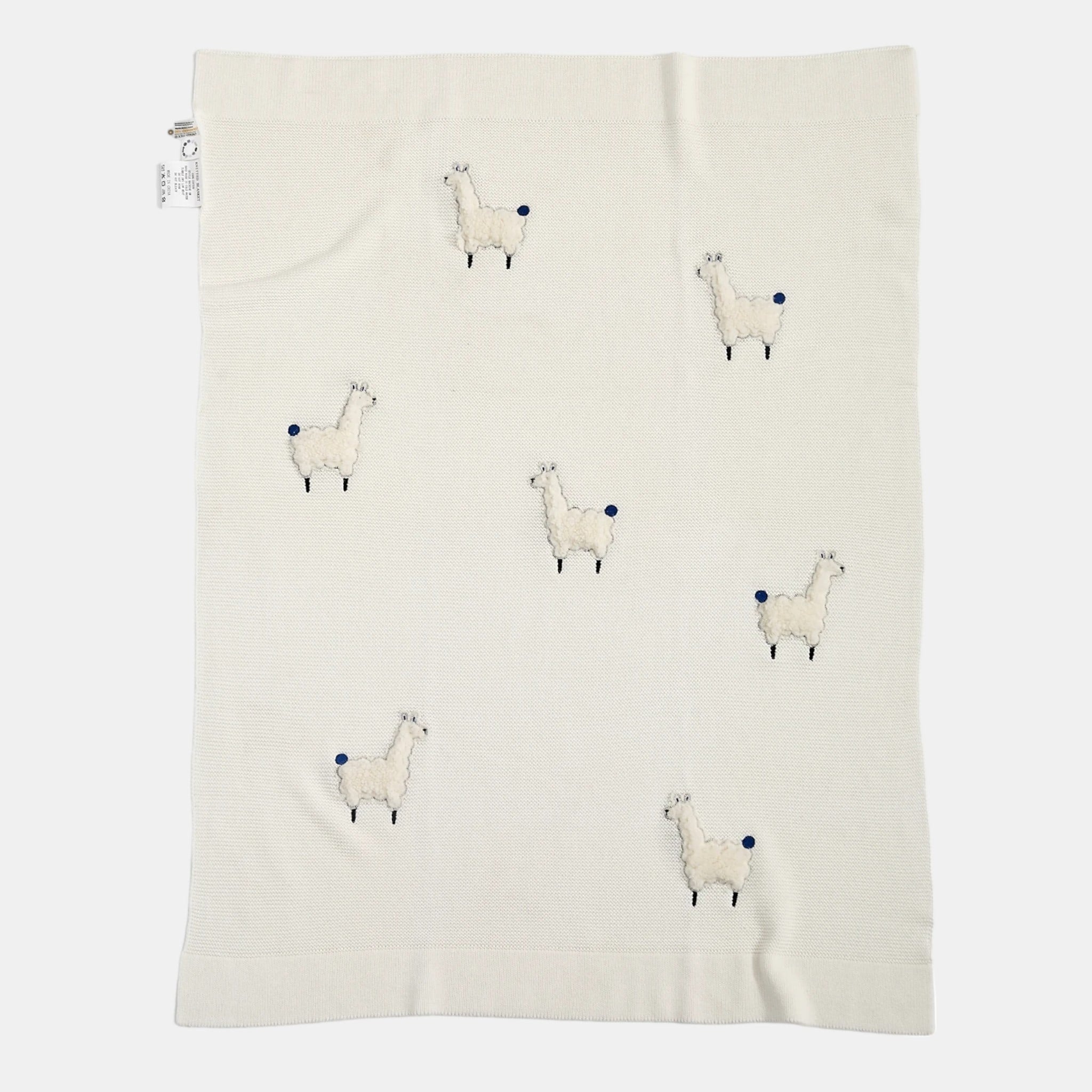 OEKO-TEX® Alpaca Knitted Cotton Blanket, White - Flay Lay - Bambisserie