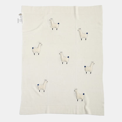 OEKO-TEX® Alpaca Knitted Cotton Blanket, White - Flay Lay - Bambisserie