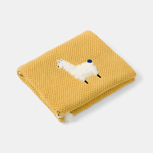 OEKO-TEX® Alpaca Knitted Cotton Blanket, Yellow - Bambisserie