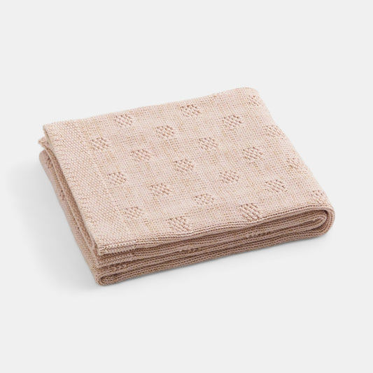 OEKO-TEX® Blush Plaid Knitted Cotton Blanket - Folded - Bambisserie
