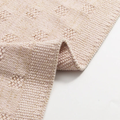 OEKO-TEX® Blush Plaid Knitted Cotton Blanket - Edge Detail - Bambisserie