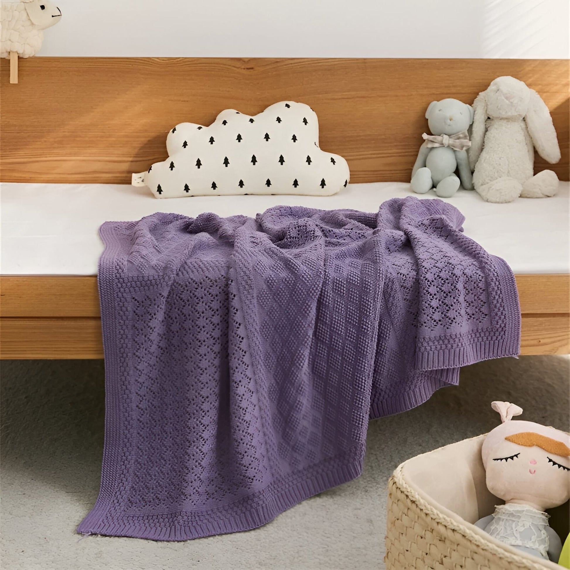 OEKO-TEX® Purple Dream Knitted Cotton Blanket - Front View - Bambisserie