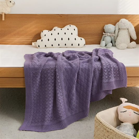 OEKO-TEX® Purple Dream Knitted Cotton Blanket - Front View - Bambisserie