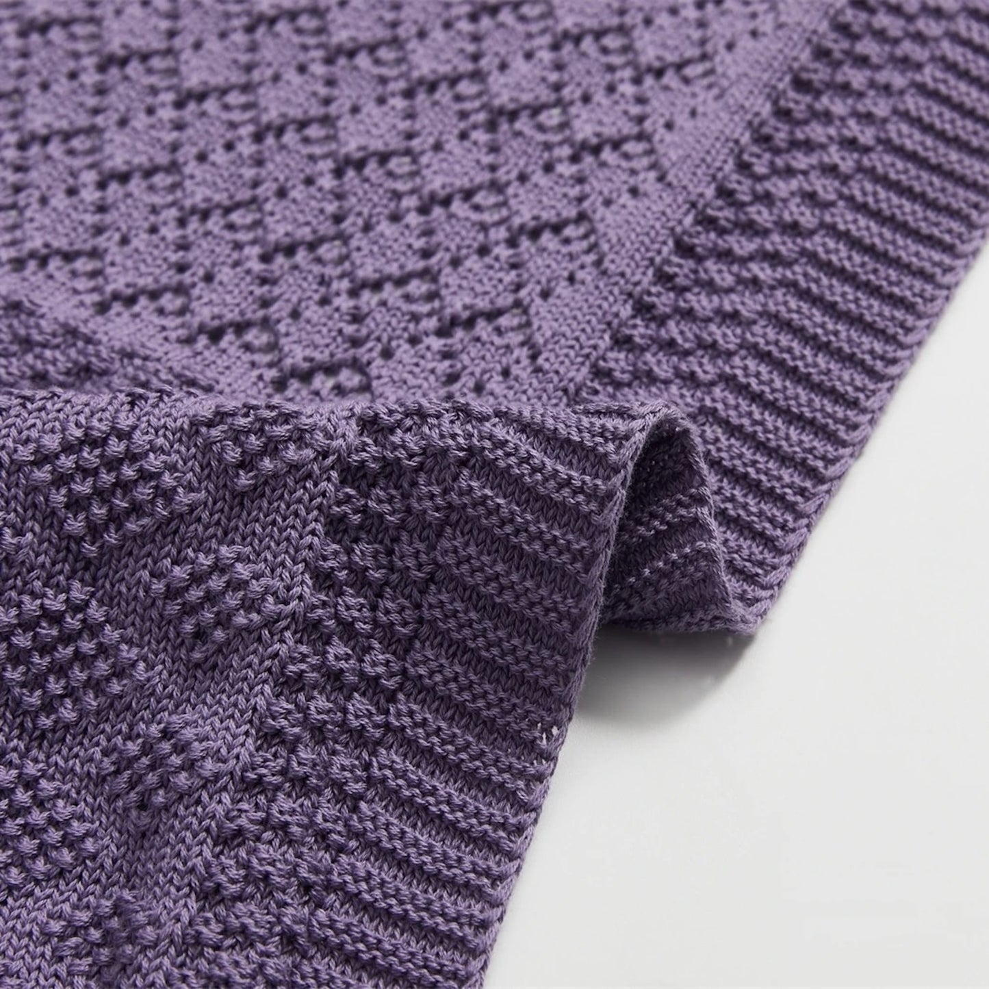OEKO-TEX® Purple Dream Knitted Cotton Blanket - Edge Detail - Bambisserie