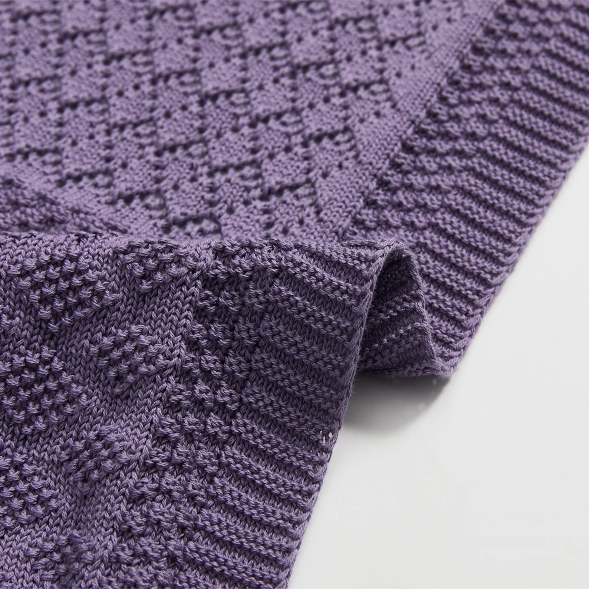 OEKO-TEX® Purple Dream Knitted Cotton Blanket - Edge Detail - Bambisserie