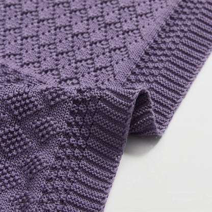 OEKO-TEX® Purple Dream Knitted Cotton Blanket - Edge Detail - Bambisserie