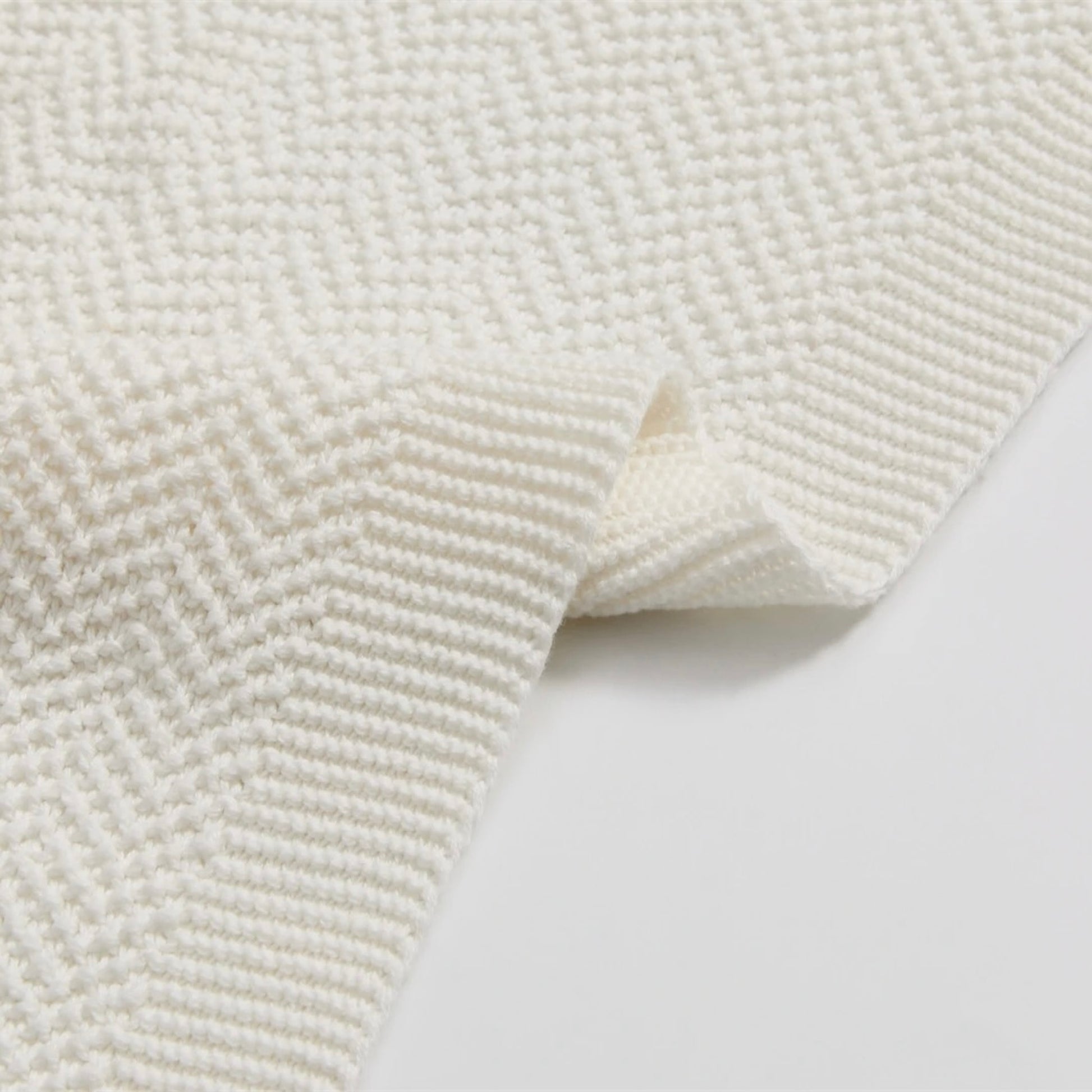 OEKO-TEX® White Waves Knitted Cotton Blanket - Edge Detail - Bambisserie