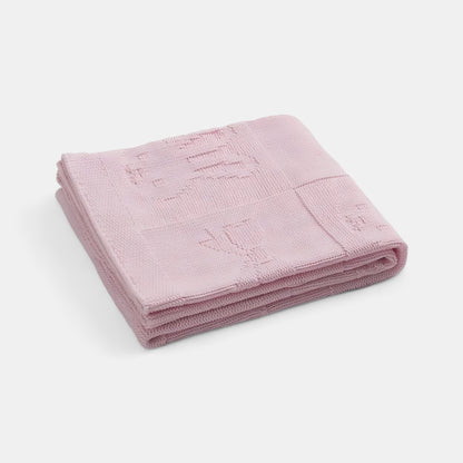 OEKO-TEX® Pink Bunny Knitted Cotton Blanket - Folded - Bambisserie