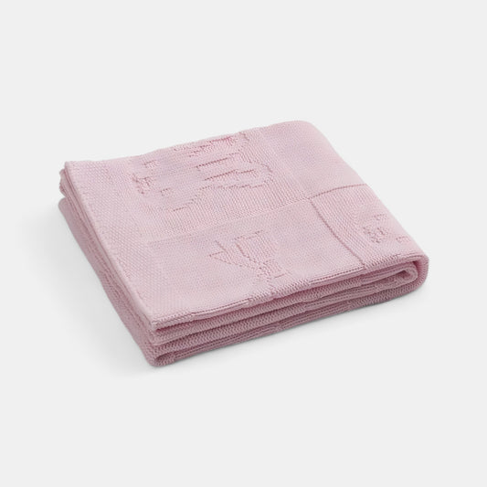 OEKO-TEX® Pink Bunny Knitted Cotton Blanket - Folded - Bambisserie