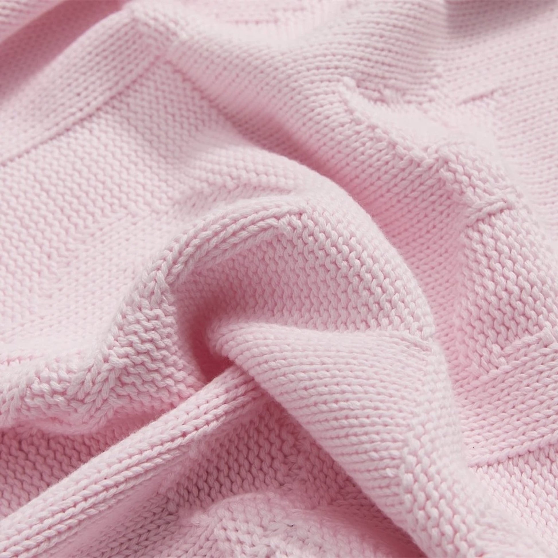 OEKO-TEX® Pink Bunny Knitted Cotton Blanket - Fabric Detail - Bambisserie