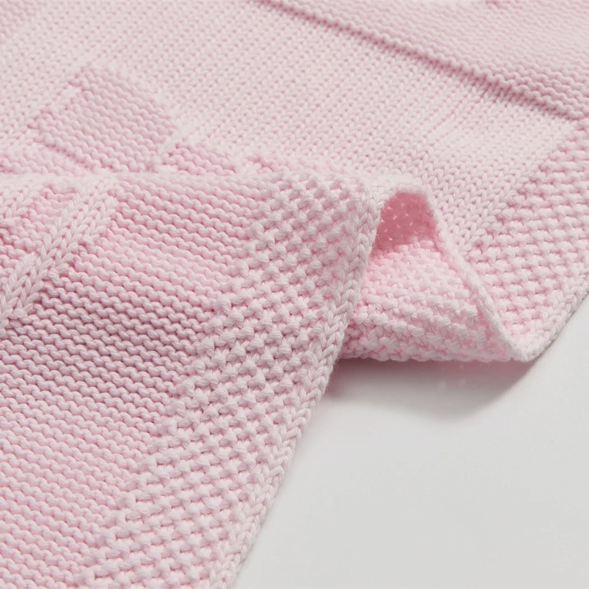 OEKO-TEX® Pink Bunny Knitted Cotton Blanket - Edge Detail - Bambisserie