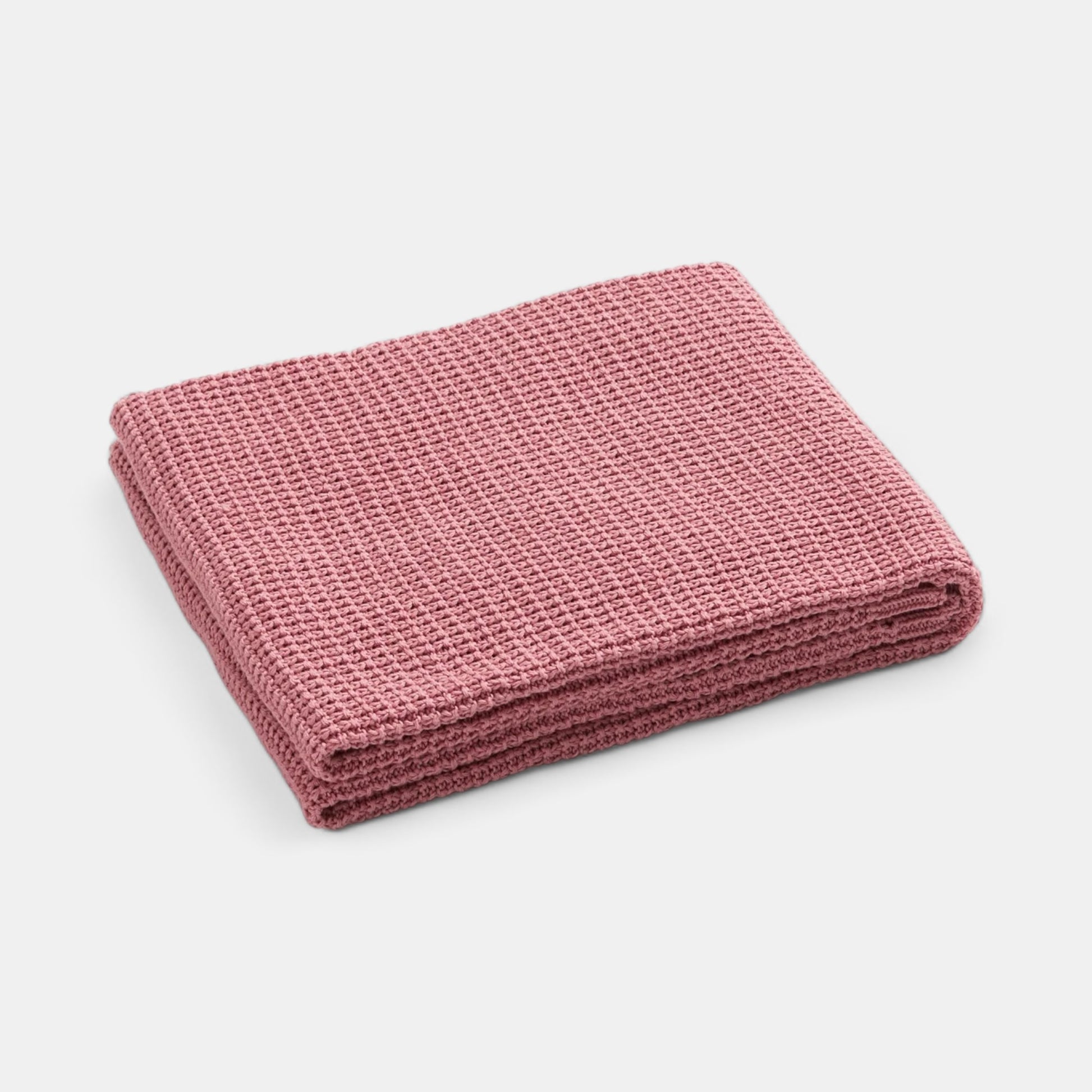 OEKO-TEX® Pink Waffle Knitted Cotton Blanket - Folded - Bambisserie