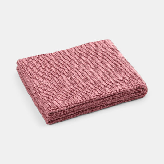 OEKO-TEX® Pink Waffle Knitted Cotton Blanket - Folded - Bambisserie