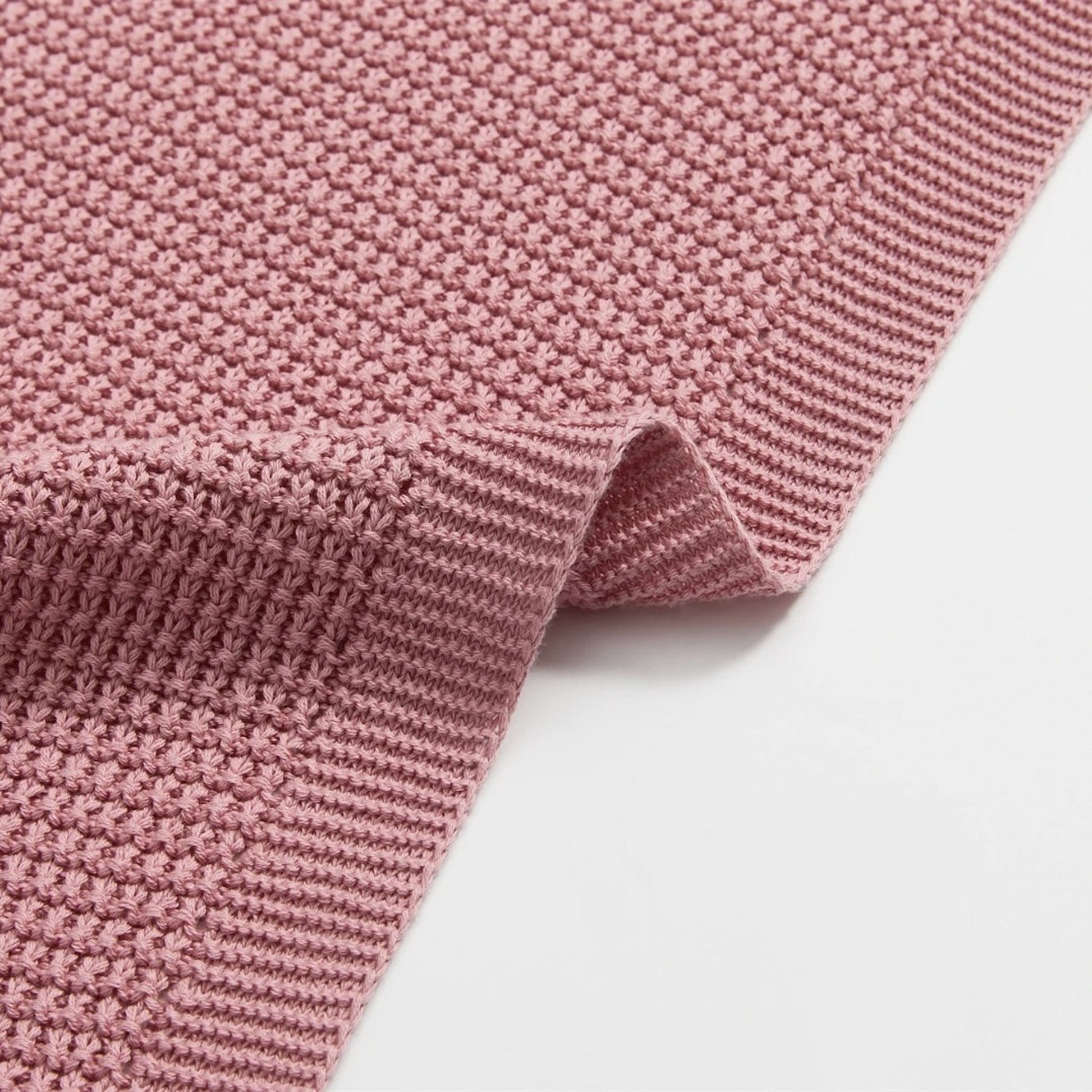 OEKO-TEX® Pink Waffle Knitted Cotton Blanket - Edge Detail - Bambisserie