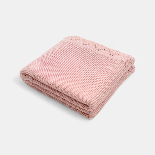 OEKO-TEX® Lullaby Knitted Cotton Blanket, Blossom - Folded - Bambisserie