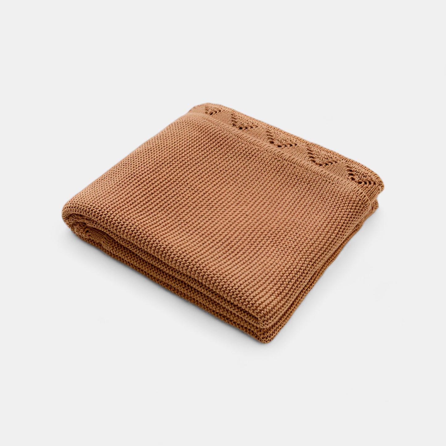 OEKO-TEX® Lullaby Knitted Cotton Blanket, Hazelnut - Folded - Bambisserie
