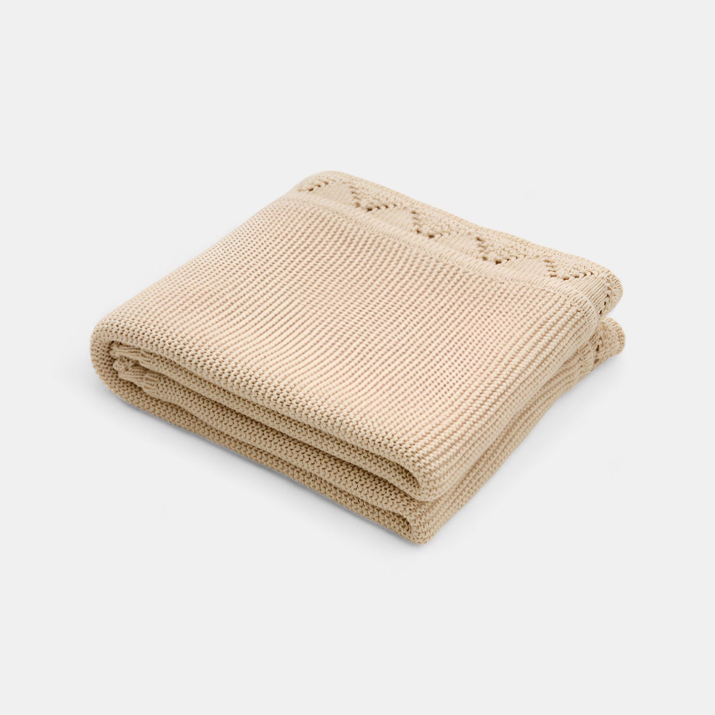 OEKO-TEX® Lullaby Knitted Cotton Blanket, Oat - Folded - Bambisserie