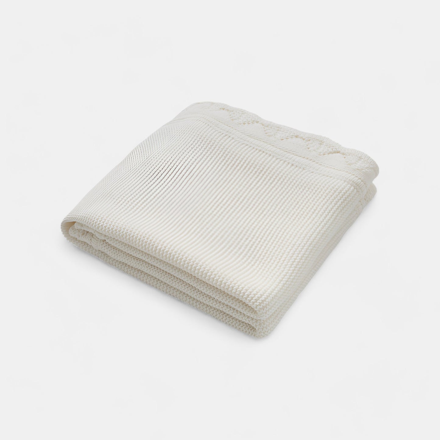 OEKO-TEX® Lullaby Knitted Cotton Blanket, White - Folded - Bambisserie
