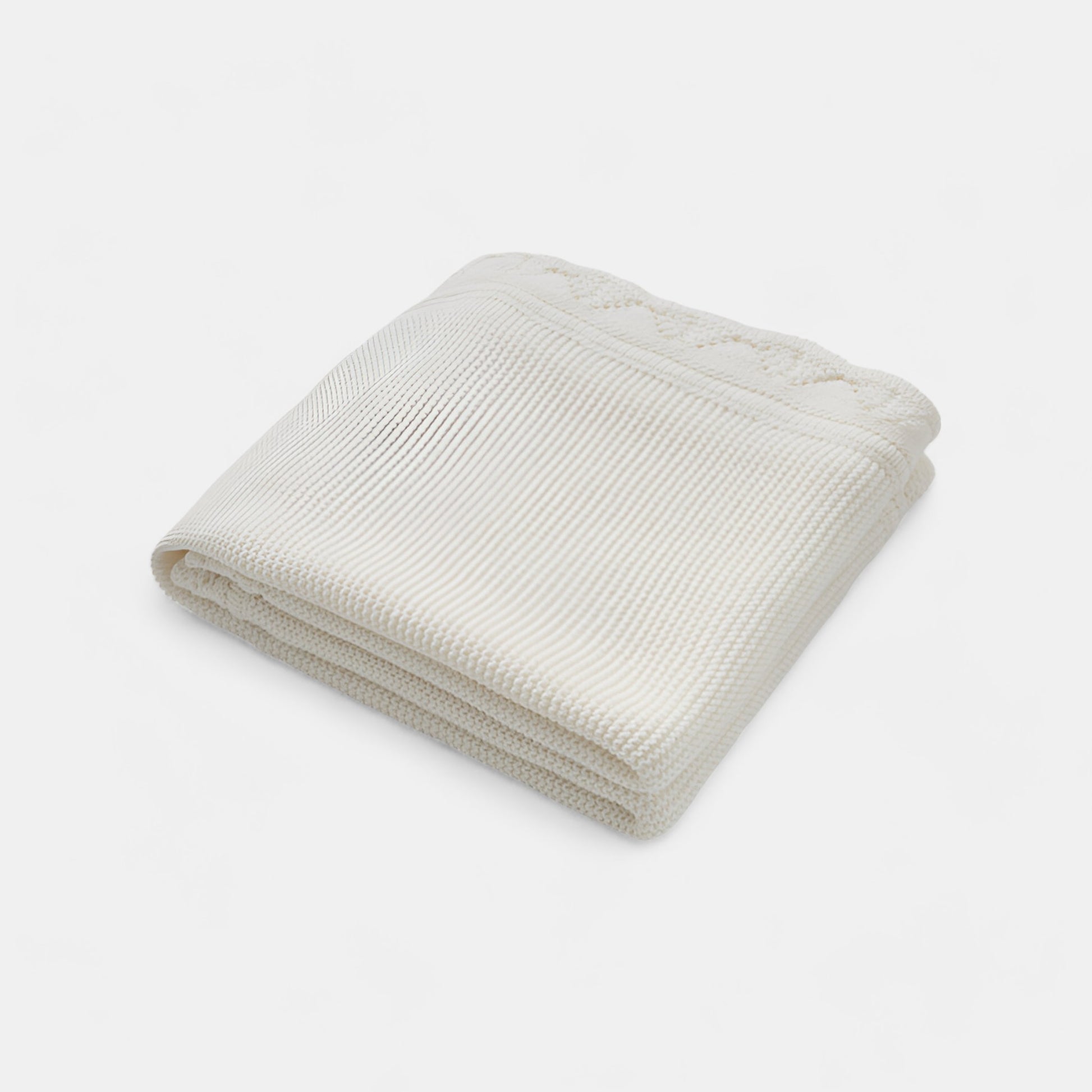 OEKO-TEX® Lullaby Knitted Cotton Blanket, White - Folded - Bambisserie