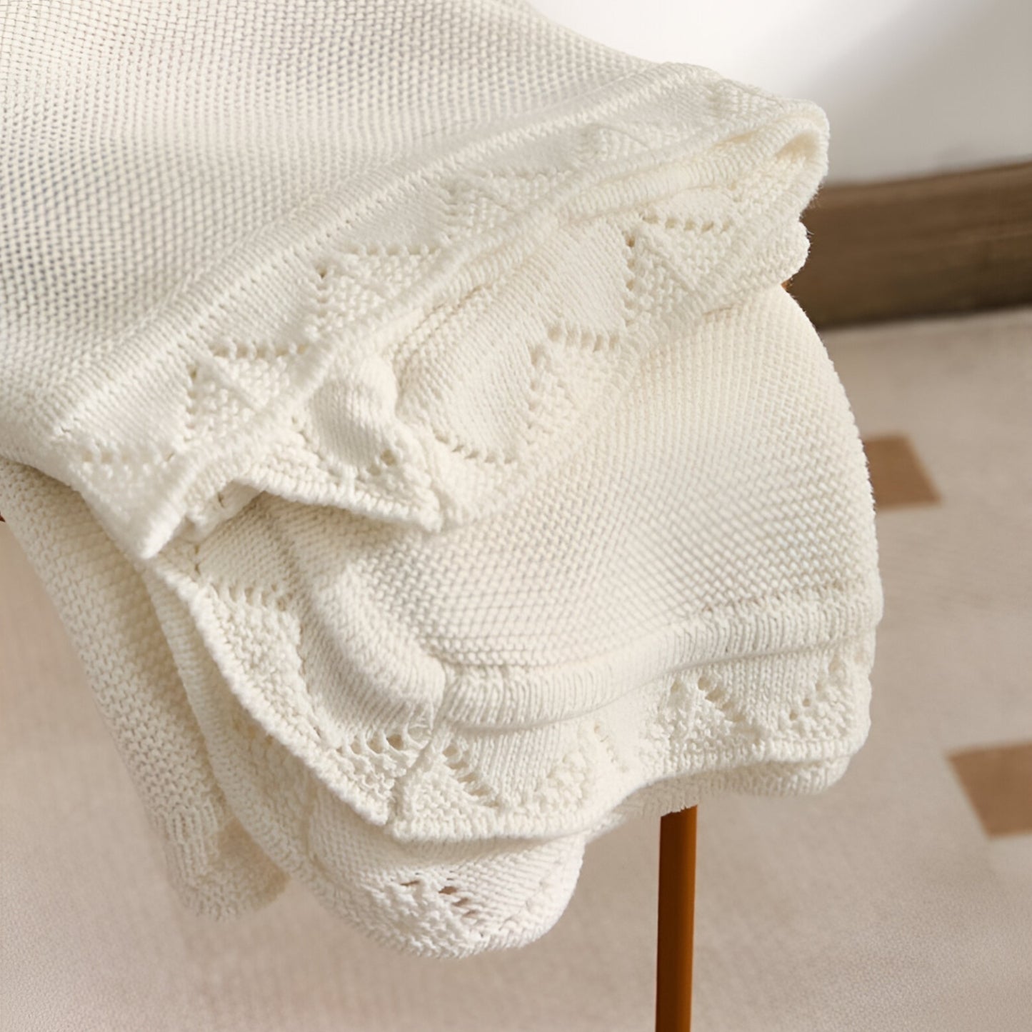 OEKO-TEX® Lullaby Knitted Cotton Blanket, White - Detail - Bambisserie