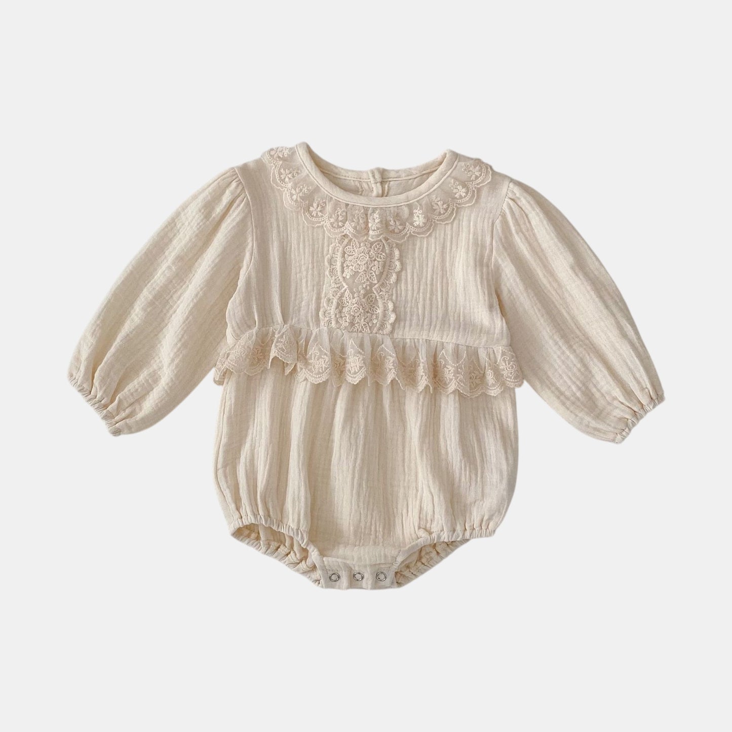Opal Lace Cotton Romper - Cream (3m-24m)