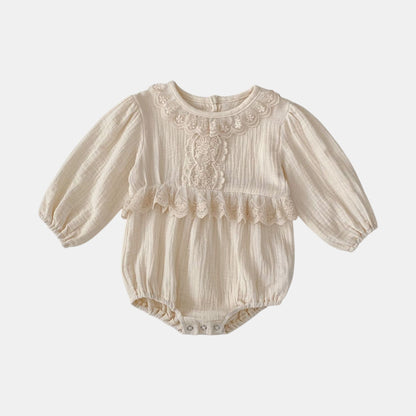 Opal Lace Cotton Romper - Cream (3m-24m)