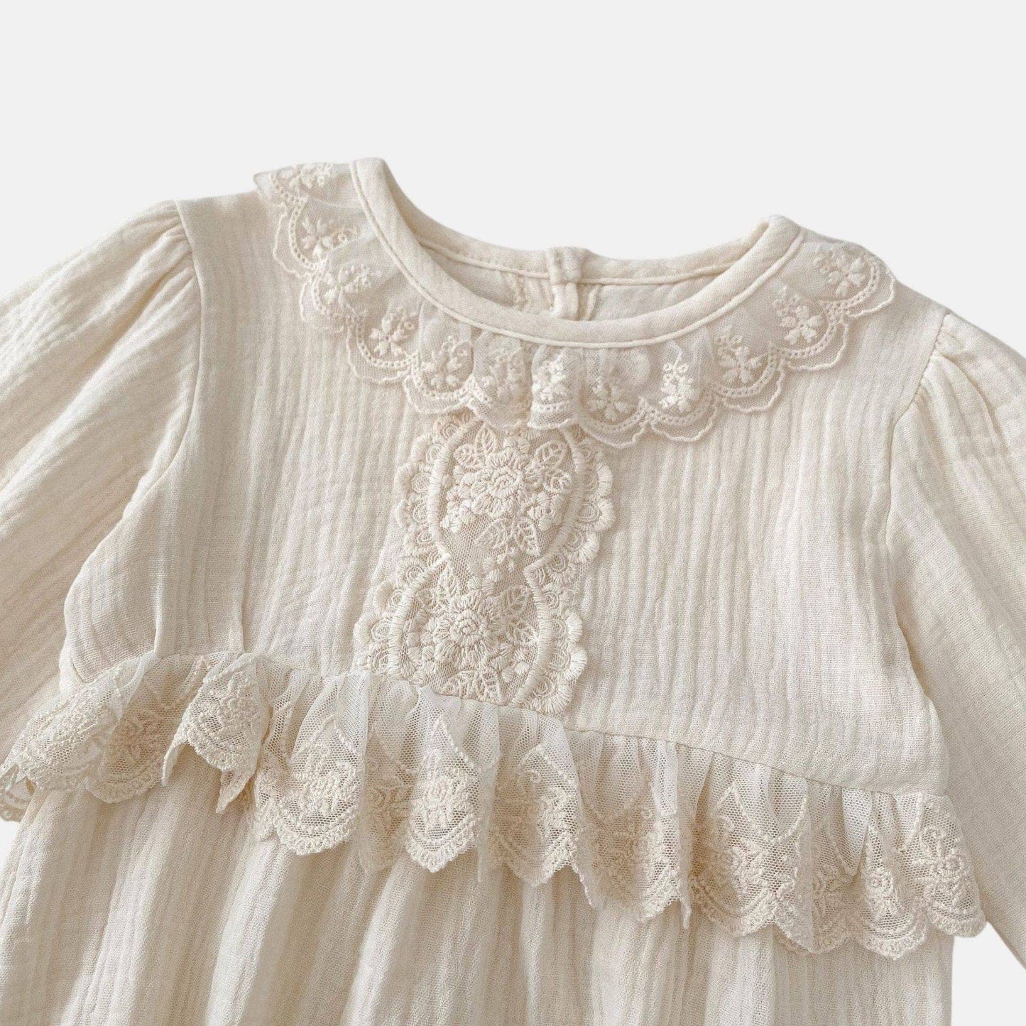 Opal Lace Cotton Romper - Cream (3m-24m)