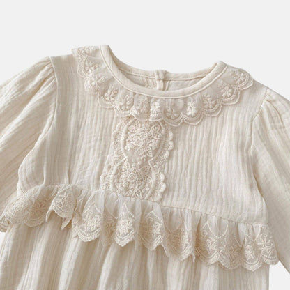 Opal Lace Cotton Romper - Cream (3m-24m)