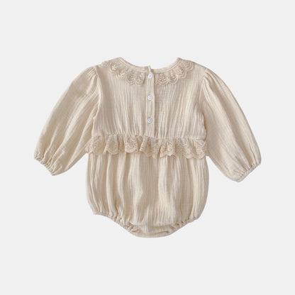 Opal Lace Cotton Romper - Cream (3m-24m)