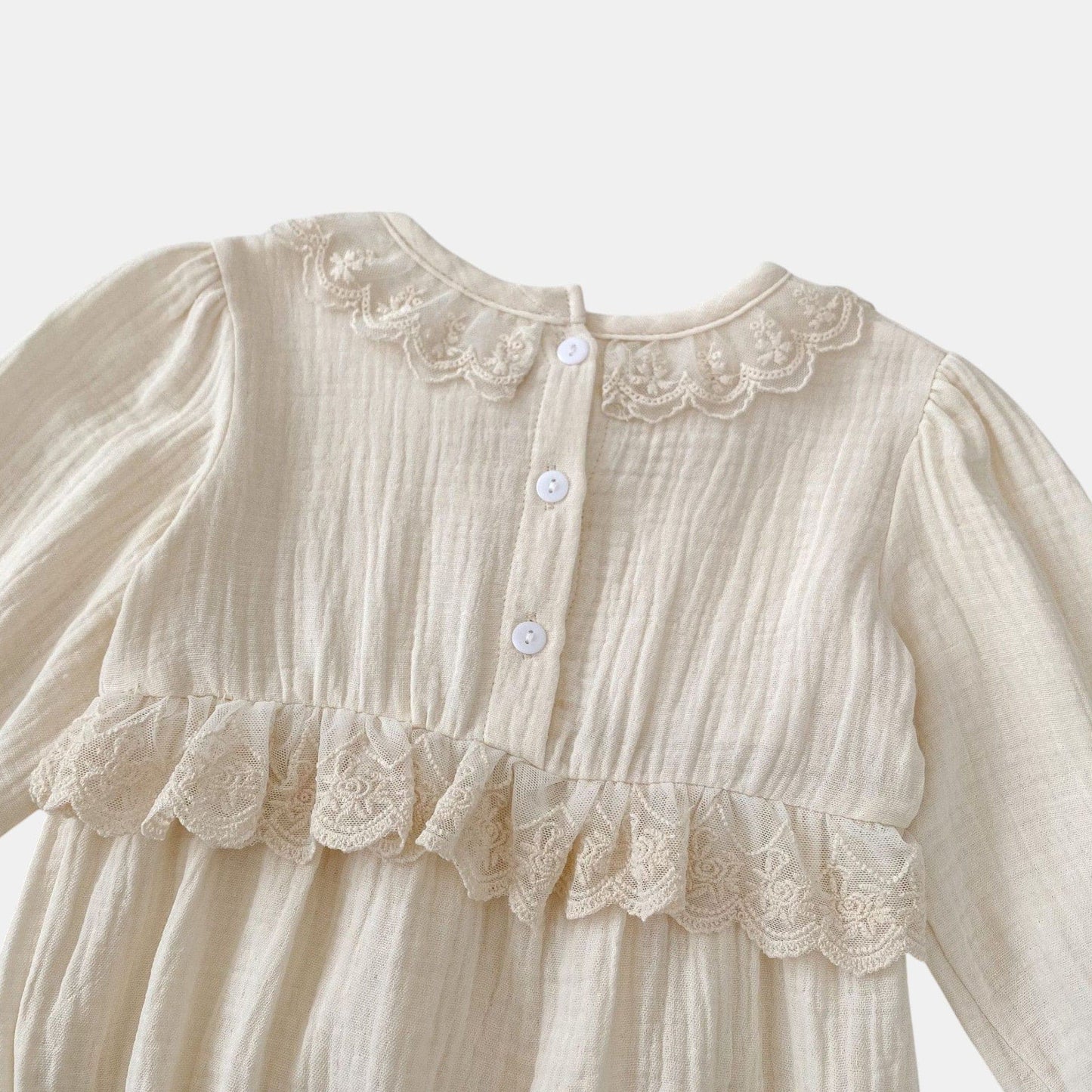 Opal Lace Cotton Romper - Cream (3m-24m)