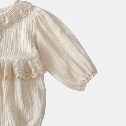 Opal Lace Cotton Romper - Cream (3m-24m)