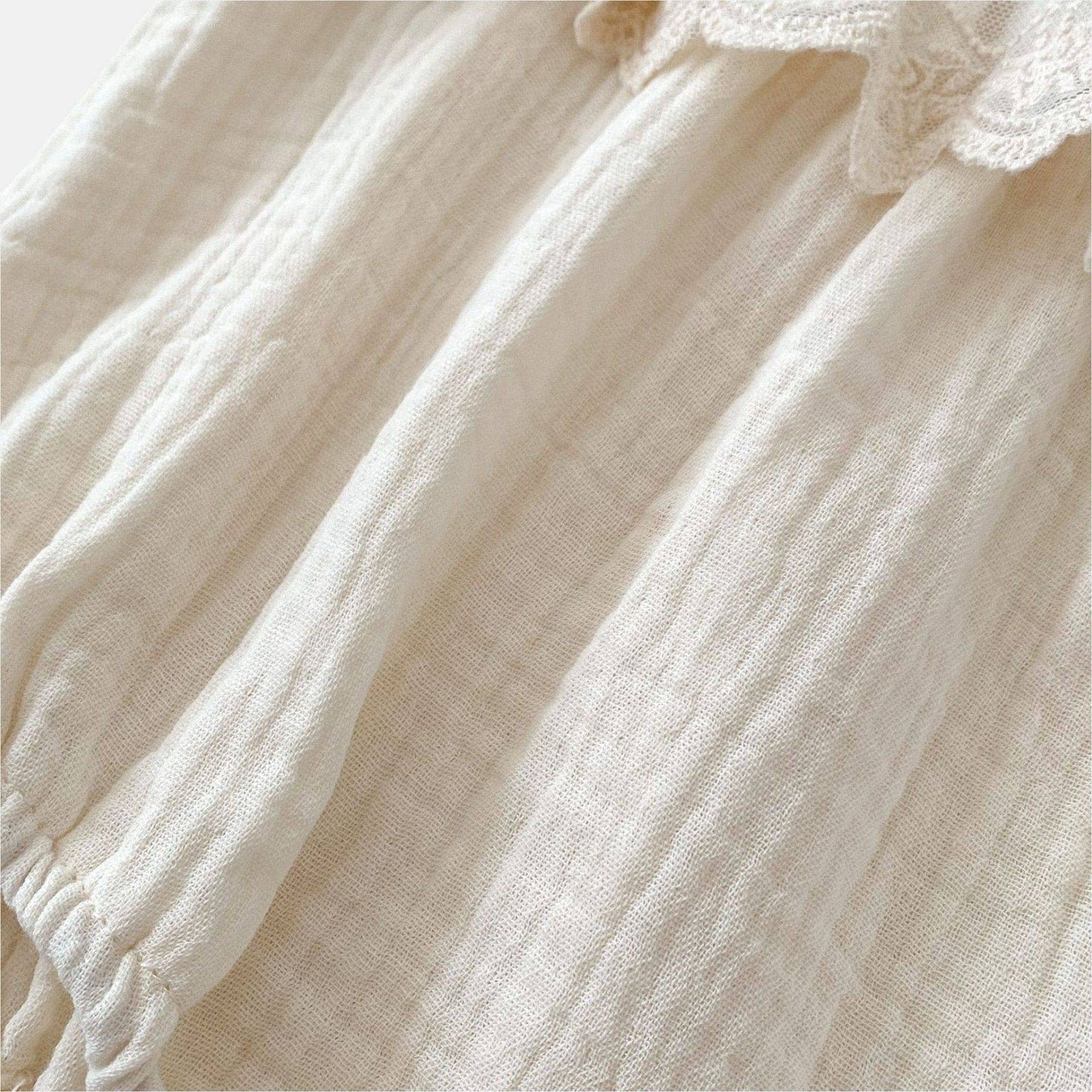 Opal Lace Cotton Romper - Cream (3m-24m)