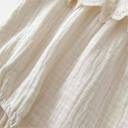 Opal Lace Cotton Romper - Cream (3m-24m)