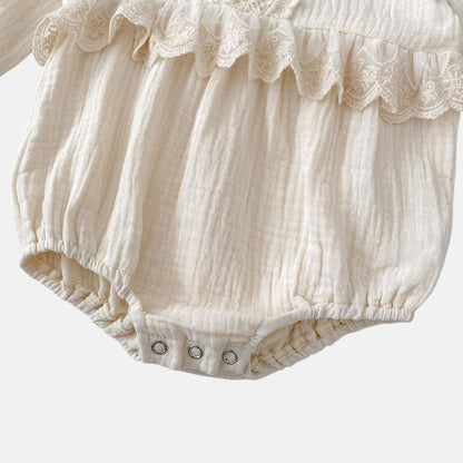 Opal Lace Cotton Romper - Cream (3m-24m)